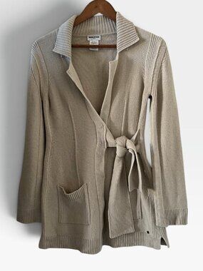 Sonia Rykiel Paris Wool Side Belt Cardigan Sweater In Cream Size 40/8